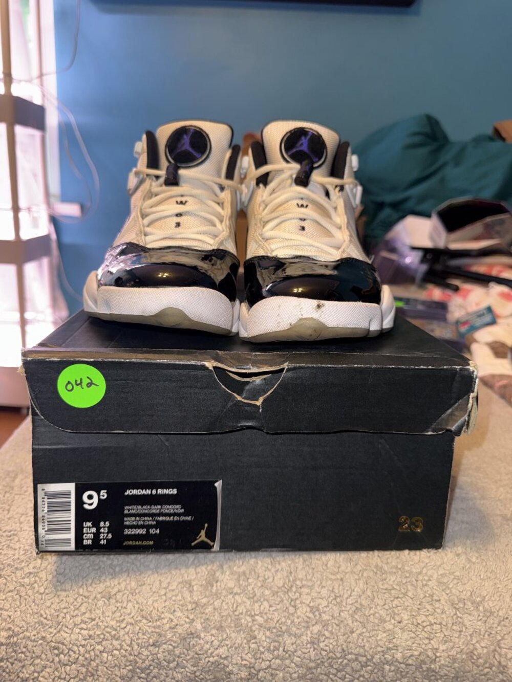 Jordan 6 Rings Concord White Black Men's 9.5 322992-104 With Box